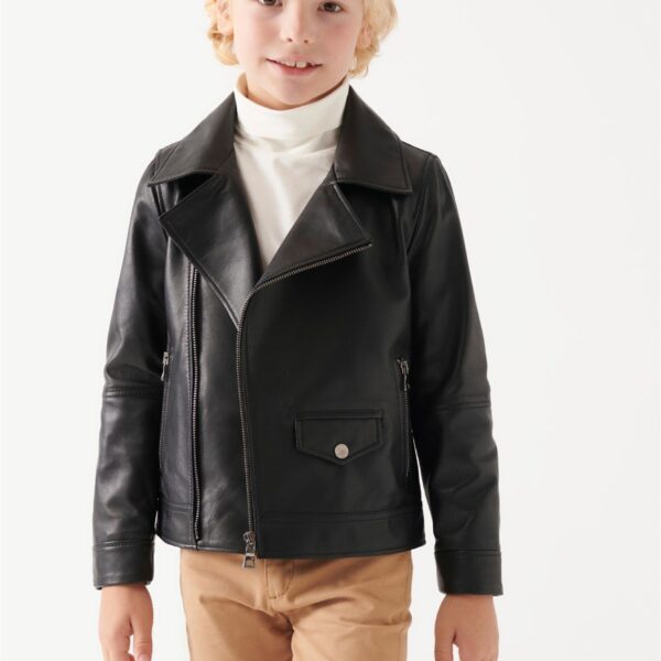 HUGO Boys Black Leather Jacket