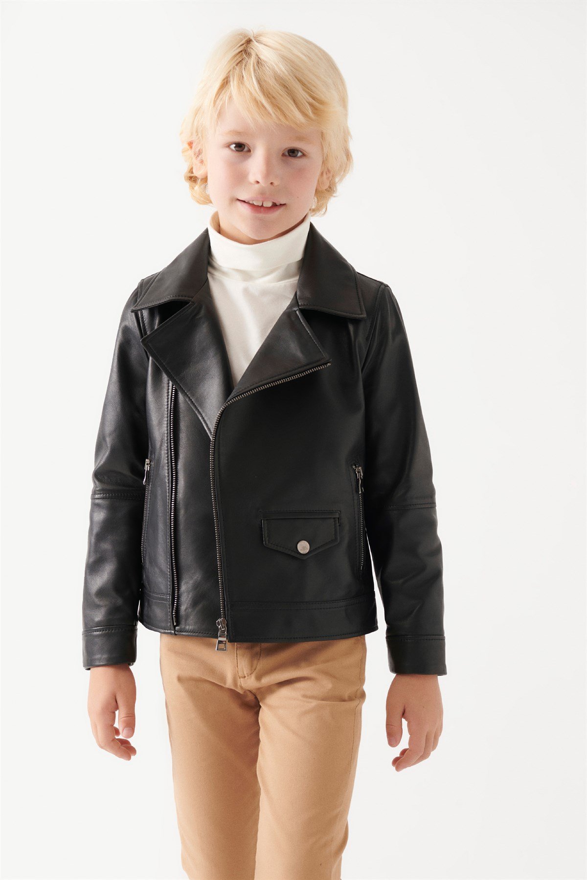HUGO Boys Black Leather Jacket