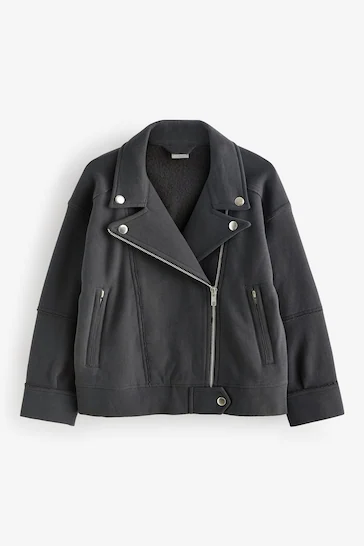 Black Jersey Biker Jacket