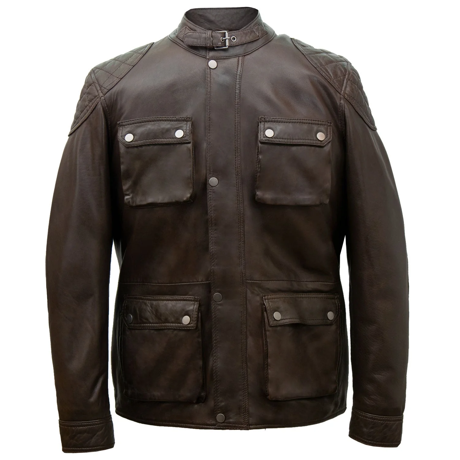 TRENT: MEN'S BROWN LEATHER COAT