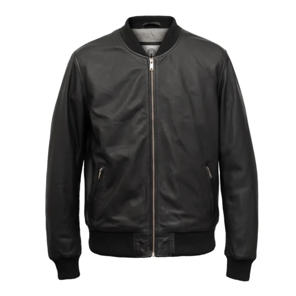 DAMON: MEN'S BLACK BOMBER LEATHER JACKET