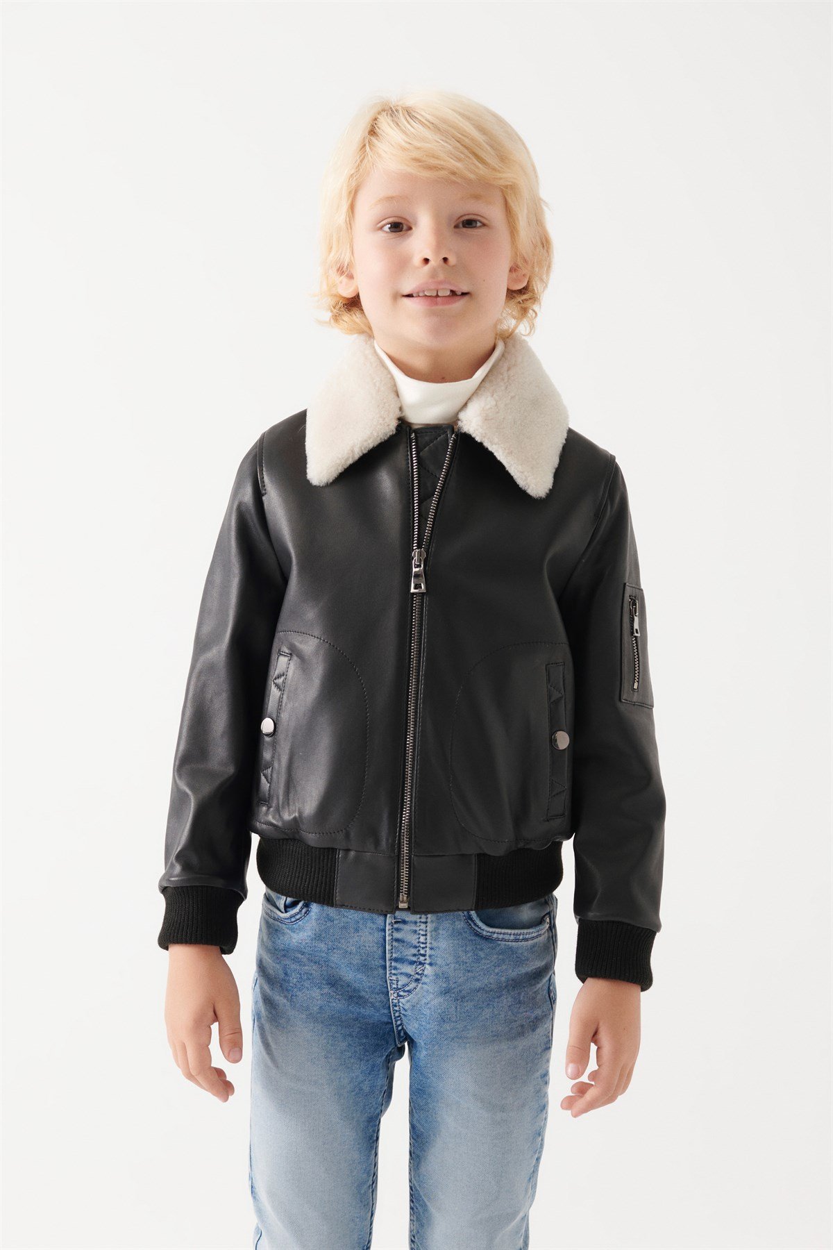 AVATAR Boys Black Leather Jacket