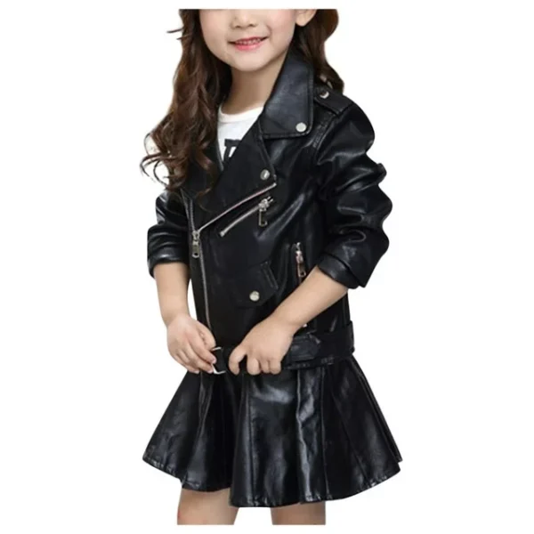 AnuirheiH Children's Faux-Leather Jacket Girl